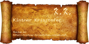 Kintner Krisztofer névjegykártya